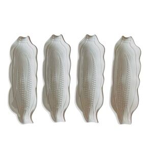 PILLIVUYT France White Porcelain Embossed Corn Holder Plate (set of 4)
